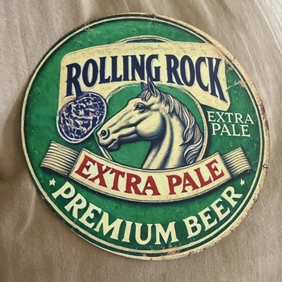 EXTRA PALE PREMIUM BEER  ROLLING ROCK  Round Iron Sign 7.9 x7.9 