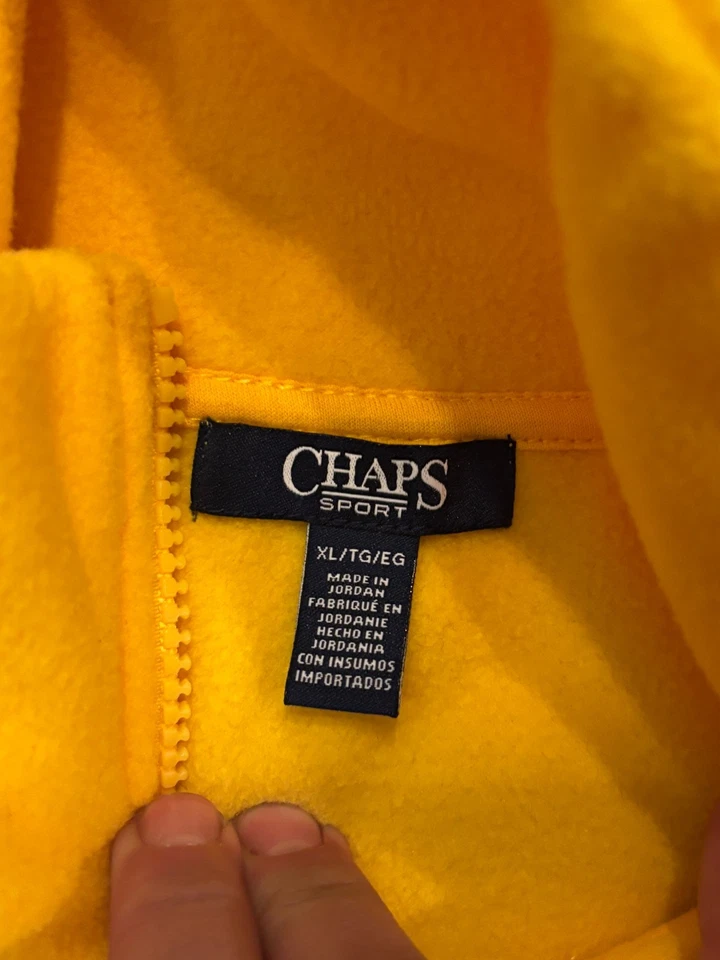 Chaps Sport Fleece Vest Womens XL Yellow Mock Neck Zip Pockets Active Outerwear - Image 2 of 4