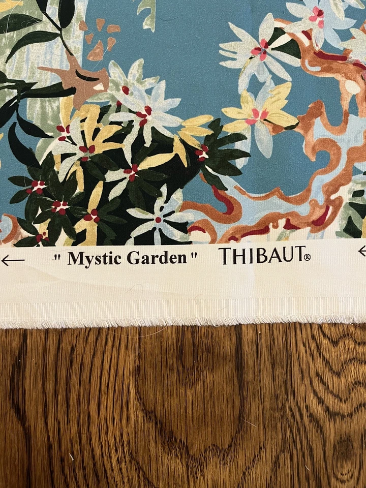 Thibaut Mystic Garden Teal Fabric 2yds. *remnant* EUC - Image 3 of 4