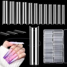 LIONVISON 504PCS No C Curve Clear Nail Tips for Acrylic Nails Professional, 3...