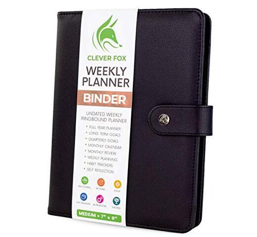Weekly Planner Binder – Goal Setting Planner for Time Medium (7″ x 9″) Black