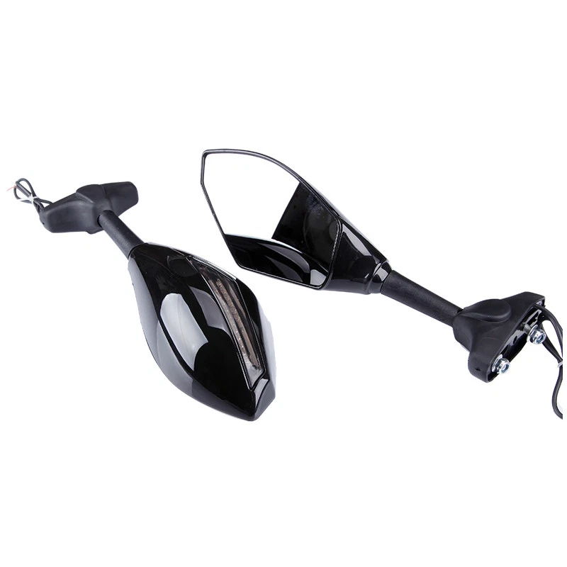 LED Turn Signals Gloss Black Motorbike Rearview Mirrors For Yamaha YZF600 YZR R6 - Image 3 of 4