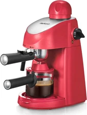 Yabano Espresso Machine 3.5 Bar Cappuccino Milk Frother Compact Steamer Red
