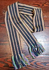 VTG Handwoven Cotton Sash Tie Belt Boho Hippie Chic 58” Long 3” Wide Dead Stock