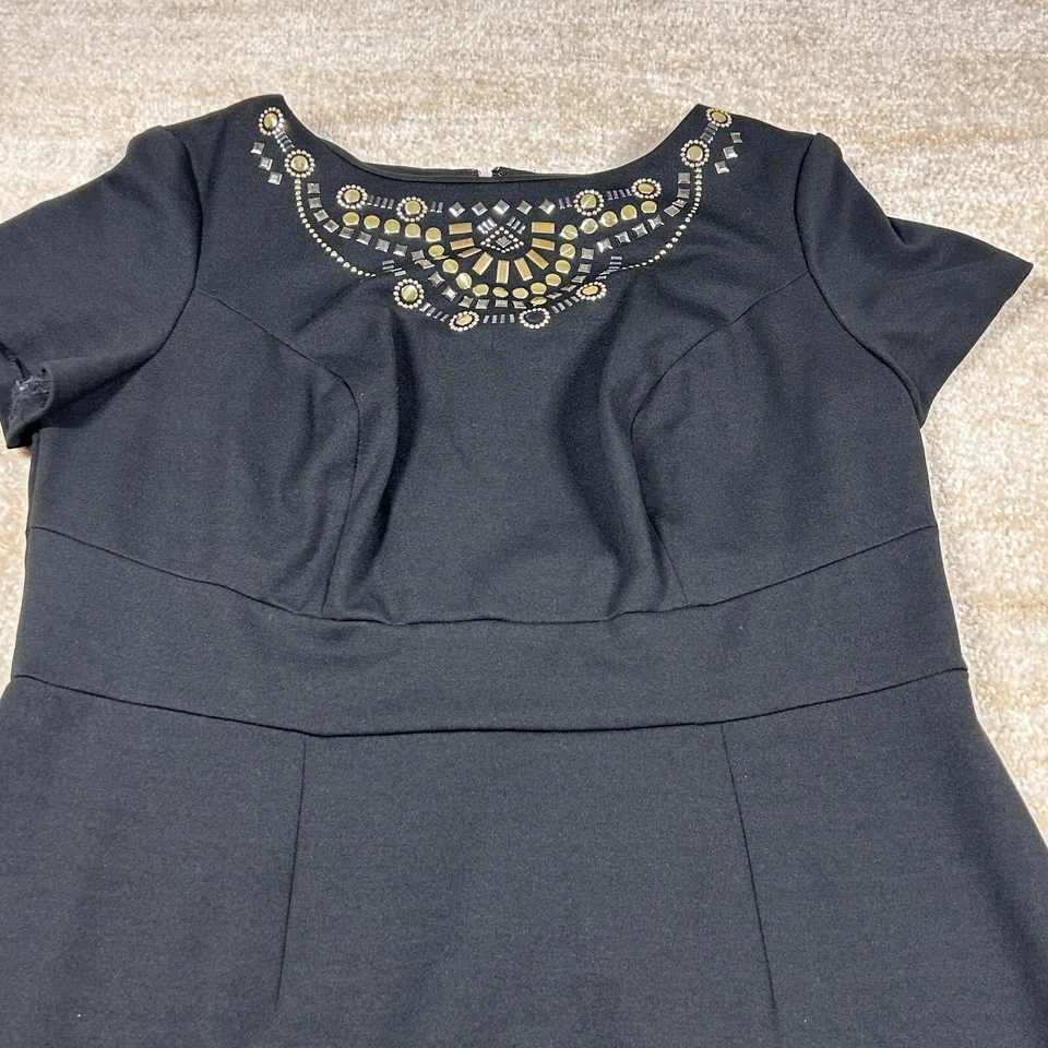 Lux II Dress Womens 18W Black Stretch Modern Workwear Jewel Neck Comfy - Image 2 of 4