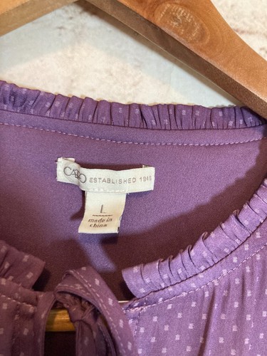 Cato Babydoll Dress Women Large Purple Satin Ruffle Trim Tiered Romantic Peasant - Picture 2 of 13