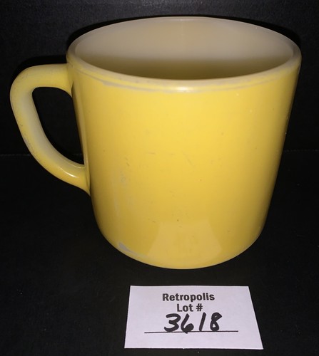 Vintage Federal Milk Glass Yellow Coffee Mug D Handle - Picture 2 of 9