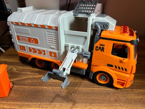 Catzon Garbage Truck Toy w/ 4 Trash Cans Light & Sound ~ 12" long ~ SEE VIDEO - Picture 6 of 12