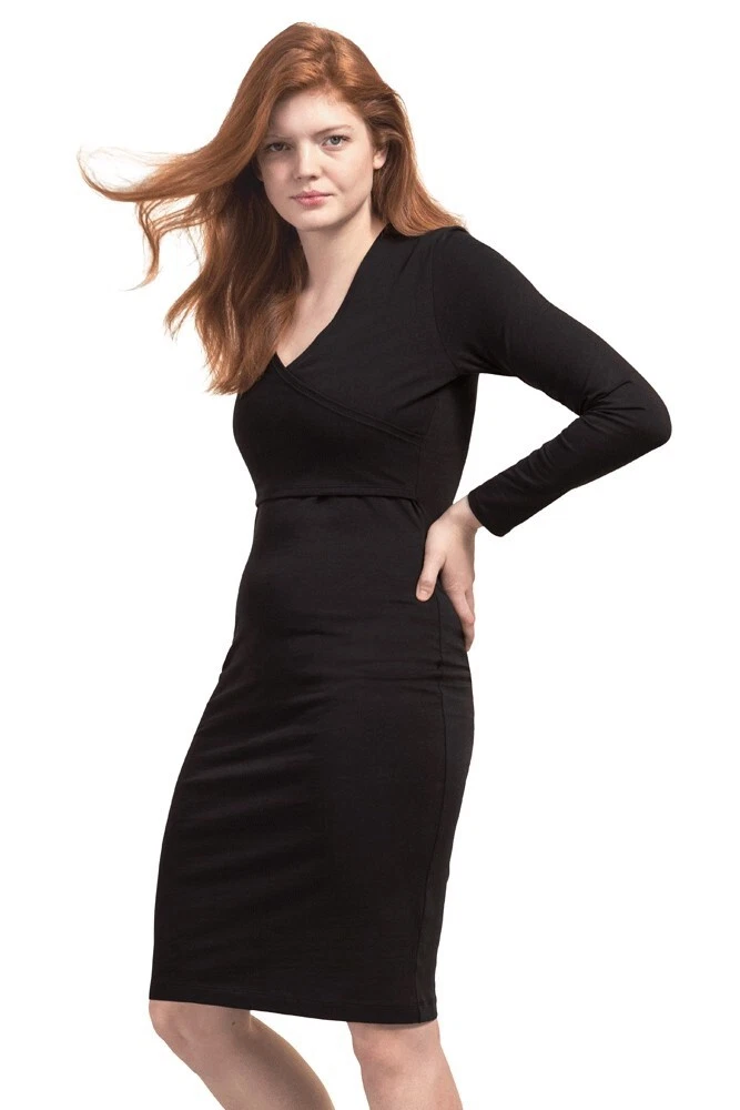 BOOB DESIGN Madison Nursing Dress Black Long Sleeve EU 36 UK 8 US