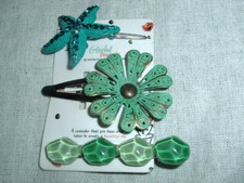 3 VINTAGE STAR FISH SEA GLASS HAIR CLIPS AND BARRETTE