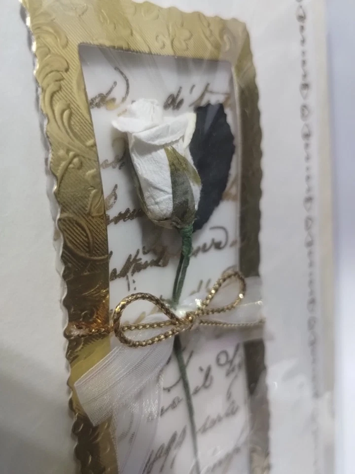 Handmade Happy Anniversary Greeting Card Gold Rose Whispering Gallery Unique - Image 3 of 4
