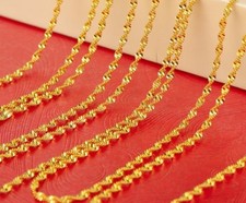 18k Gold Filled Over Silver Mens Womens Wave Snake Link Chain 20" 24" 30"