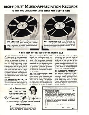 1955 High Fidelity Music Appreciation Records Beethoven's 5th Symphony Print Ad