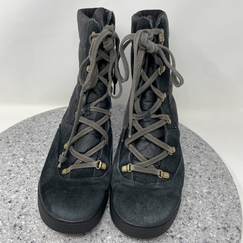 Timberland Boots Womens 7.5 Puffer Black Suede Leather Winter Snow Shoes Lace Up - Picture 5 of 22