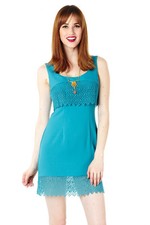 ESLEY ANTHROPOLOGIE NEW $89 S SMALL TEAL GREEN LACE MINI SLEEVELESS DRESS NWT 