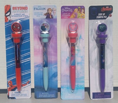 Disney Light Up Stamper Pens Princess Avengers Spiderman Frozen  Lot of 4
