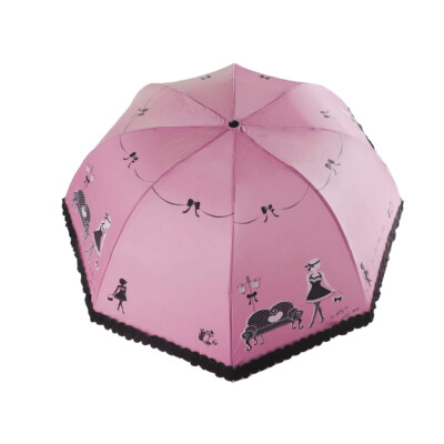 Pink Lace Ultraviolet-Proof Folding Umbrella Dome Parasol Sun