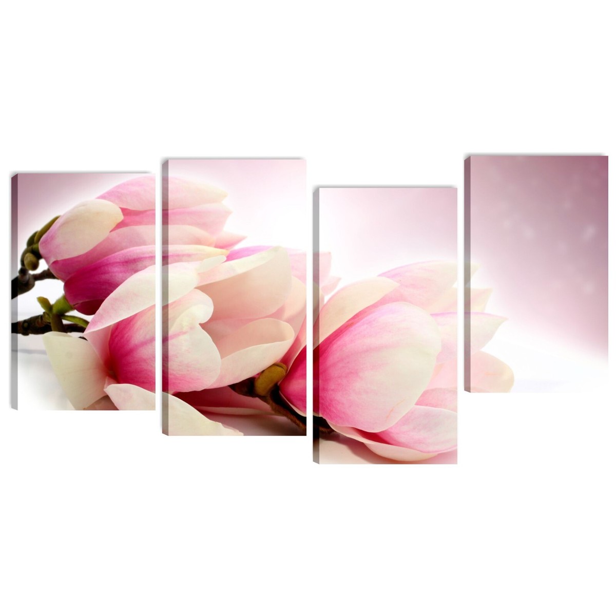 Quadro Moderno Su Tela Non Tessuta – Fiori Di Magnolia Grigio Rosa – Made In Germany – Pronto Da Appendere