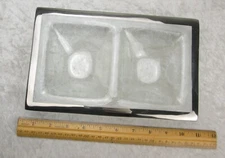 Annieglass Roman Antique Platinum 2 Section Glass Serving Tray Dish 9-5/8 inch