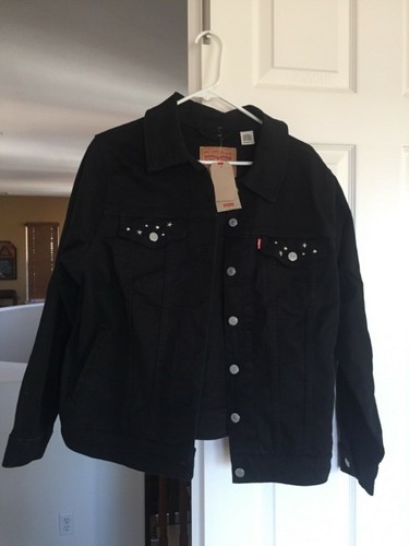 WOMENS BLACK STUDDED DENIM JACKET SIZE 