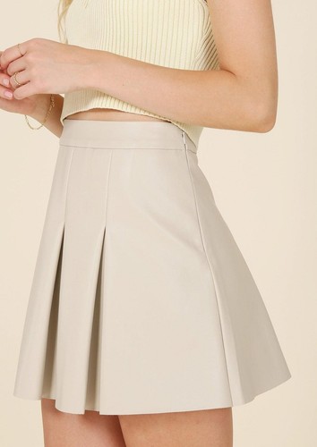 Vegan Leather Pleated Mini Skirt