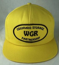 WGR Colorado Storage Patch SnapBack Trucker Canvas Hat K Products Vtg USA Yellow