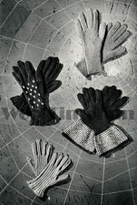 Knitting Pattern Vintage 1940s/50s.  4 Designs x Ladies Gloves.