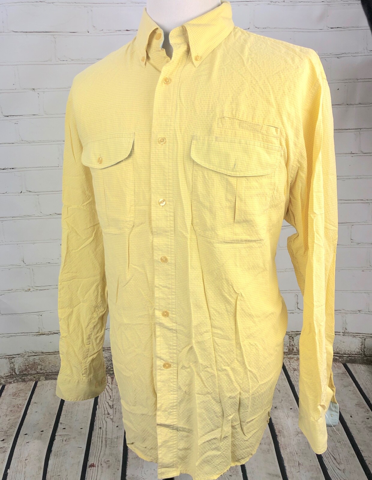 TRAVELSMITH Plaid Shirt Long Sleeve Button Down Mens XXL Rayon