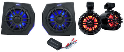 (2) Memphis CANAMDEF65FE Pods+Tower Speakers+PS40 Amp For 2018+ Can Am Defender