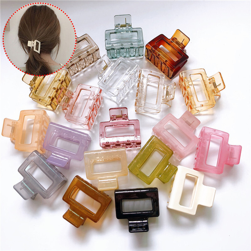 Hair Clip Color Hairgrip Lady Square Transparent Hair Claw Crab Clamp Accessory