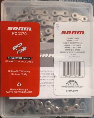 SRAM 11 Speed Chain PC 1170 Hollow Pin 120 Links Powerlock Mountain Bike Chain