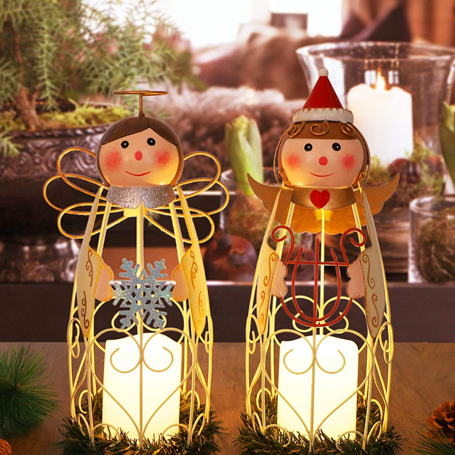 Christmas Angel LED Candle Lantern Lights Battery Operated Decorations