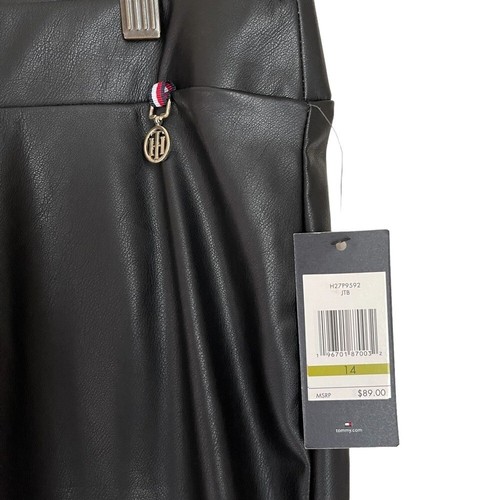 Tommy Hilfiger Pants Womens Black Vegan Leather Skinny- Ankle Pant Size: 14 - Picture 5 of 9