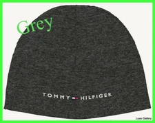 Tommy Hilfiger Jeans TH Logo Cap Hat Knit Beanie Beanies men logo Skully  Grey