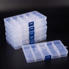 Set of 2 Clear Jewelry Boxes/Plastic Bead Storage Containers/Earrings Organizer 