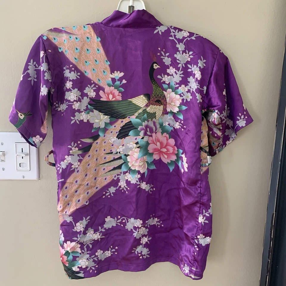 Oriental Village children’s S 100% silk Purple kimono robe Top - Image 2 of 4