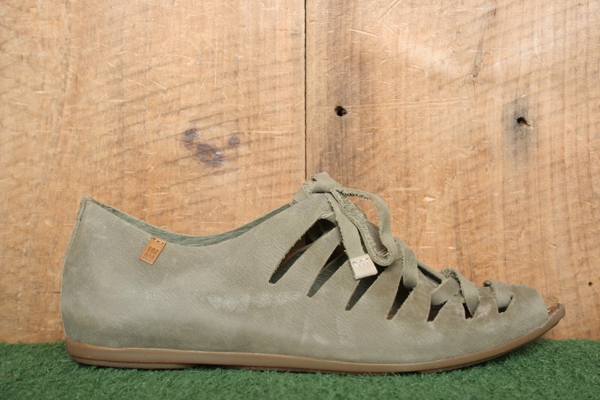 EL NATURALISTA 'Stella ND52' Olive Nubuck Leather Peep Toe