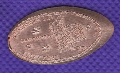 ST. PATRICKS DAY March 17th Elongated Pressed LUCKY Copper Penny