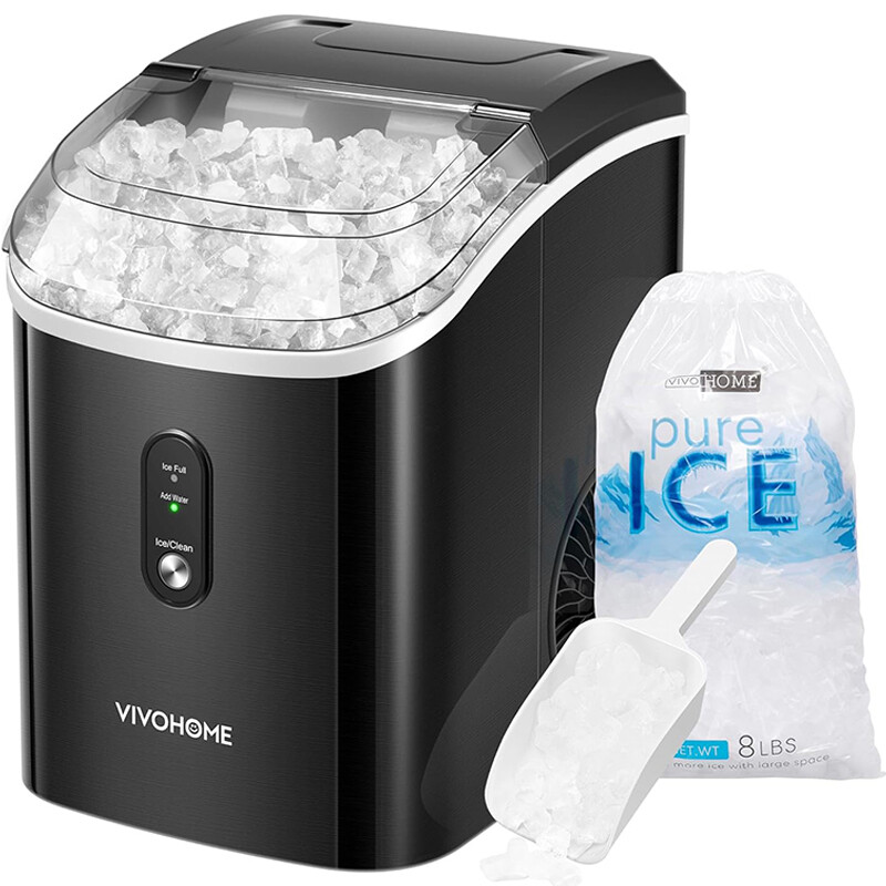 33Lbs/24H Nugget Countertop Ice Maker with Soft Chewable Ice with Self-Cleaning