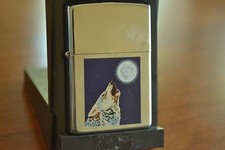 ZIPPO Lighter, 250 - Timberwolf & Moon XVI/2001, Hi-Polish Chrome, Sealed, M935