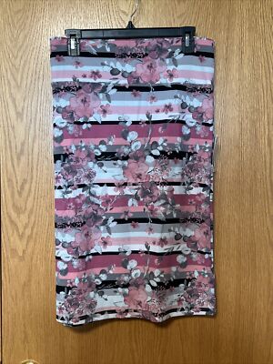 LULAROE 2X 2XL CASSIE Multicolor Stripes & Floral Print Unicorn Skirt NWT