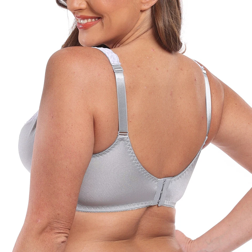 Underwire Full Coverage Bra Wide Straps Support Panel Plus Size 32-54C-F G H I J - Image 3 of 4