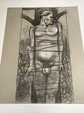 ANTIQUE DRAWING PORTRAIT MID CENTURY MODERN NUDE AMERICAN WALTER E COHEN  JR