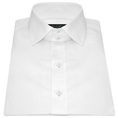 White Evening Wedding Mens Shirt Tall Neck High Spread Windsor Collar Harry Hill