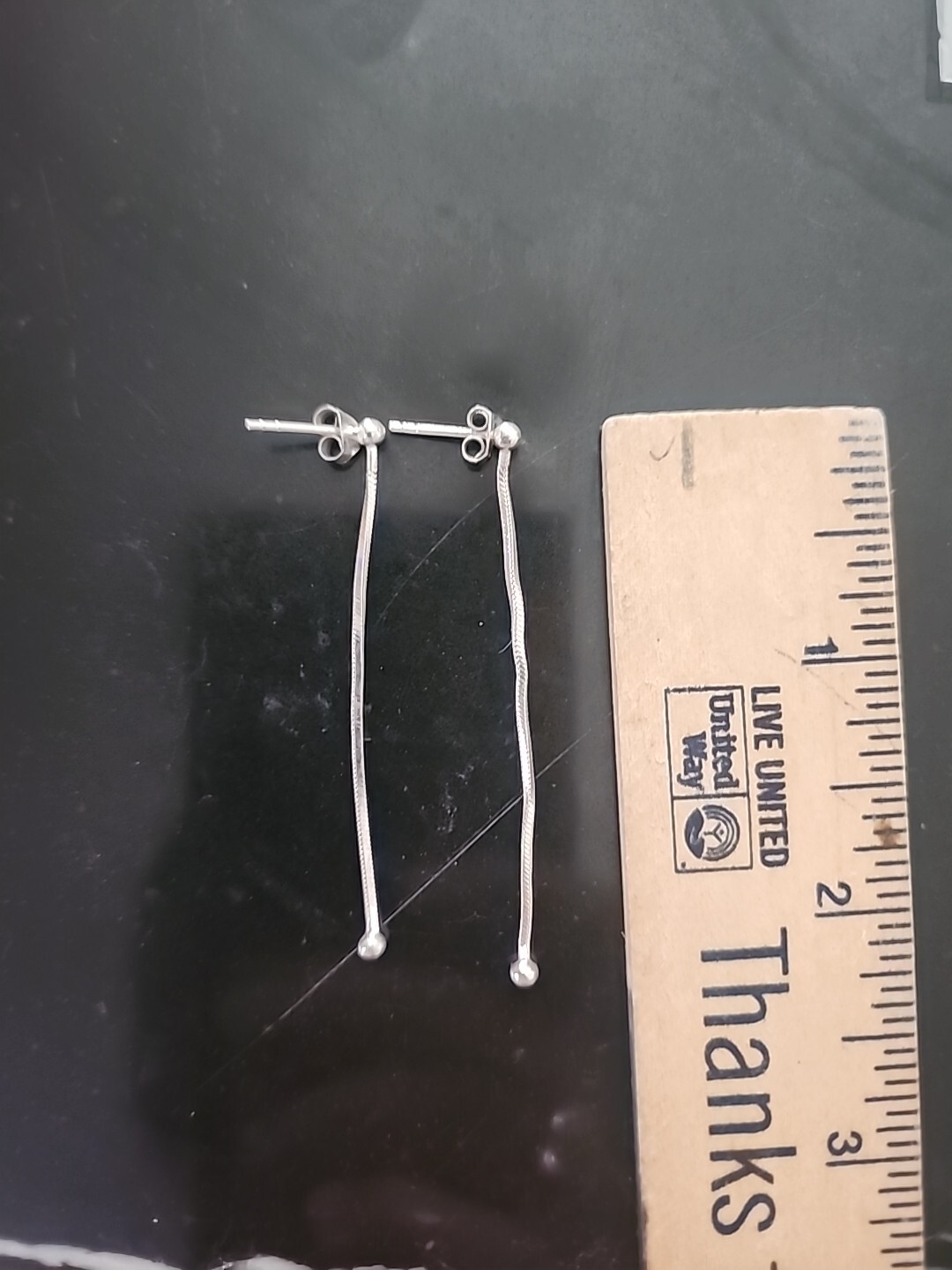 Sterling Silver, Ball Long, Linear statement Dang… - image 3