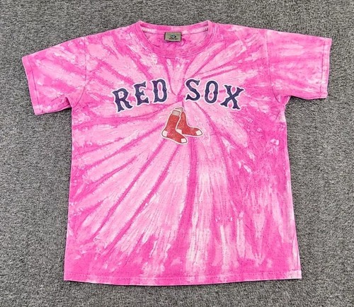 VINTAGE Liquid Blue Boston Red Sox Shirt Youth Large Pink Tie-dye MLB Kids A52 - 第 1/12 張圖片