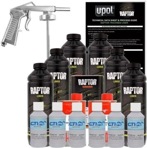 UPOL Raptor Light Gray Urethane Spray-On Truck Bed Liner W/Free Spray Gun 6L