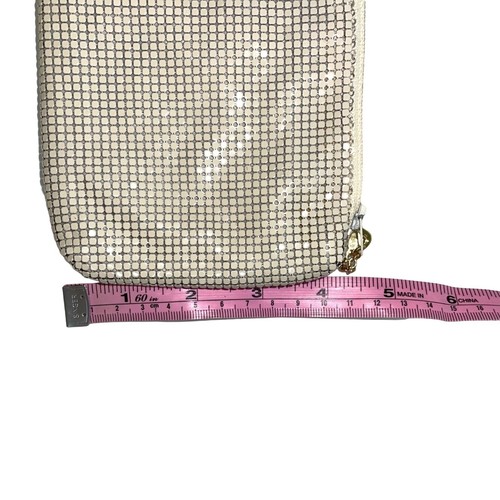 Whiting & Davis Clutch Womens Vintage Metal Mesh White Zipper Top Closure - Picture 6 of 7