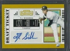 T.J. Sikkema 2019 Panini Contenders Draft Baseball DRAFT TICKET AUTO Yankees