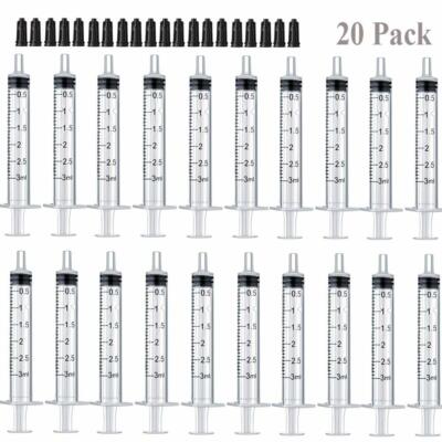 Seringue de 3 ml avec bouchons (20 pièces) pour animaux domestiques, industriels
